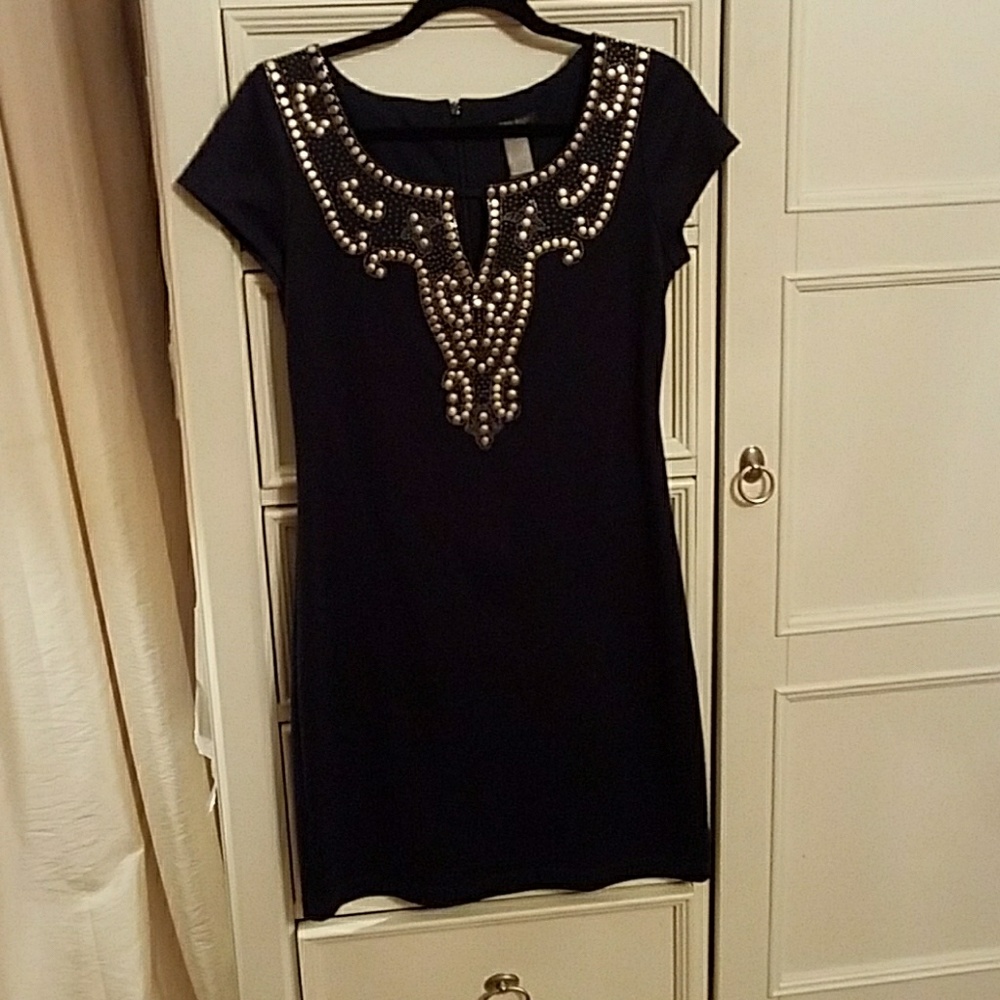 Deep blue studded Bisou Bisou dress